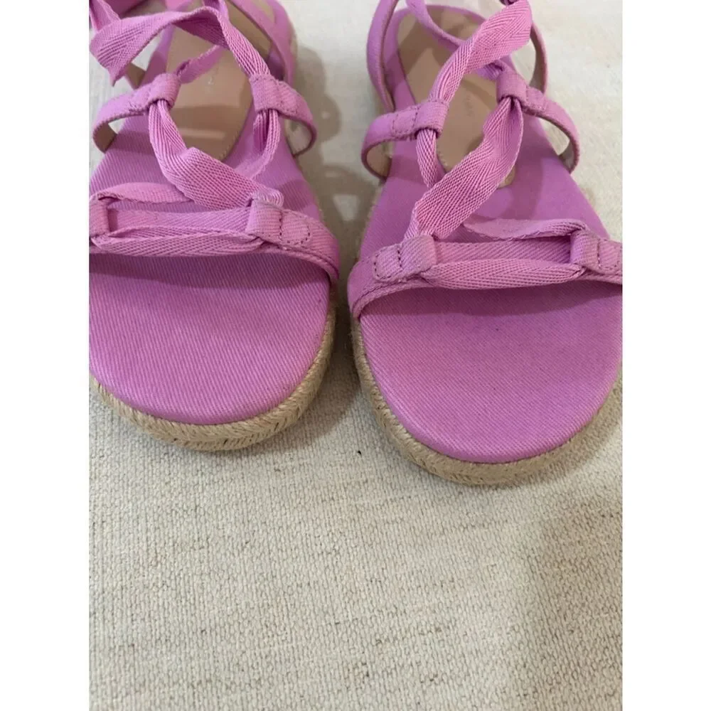 Stuart Weitzman Altdup Canvas Espadrille Platform Flat Sandals 6.5 Lilac, NWT